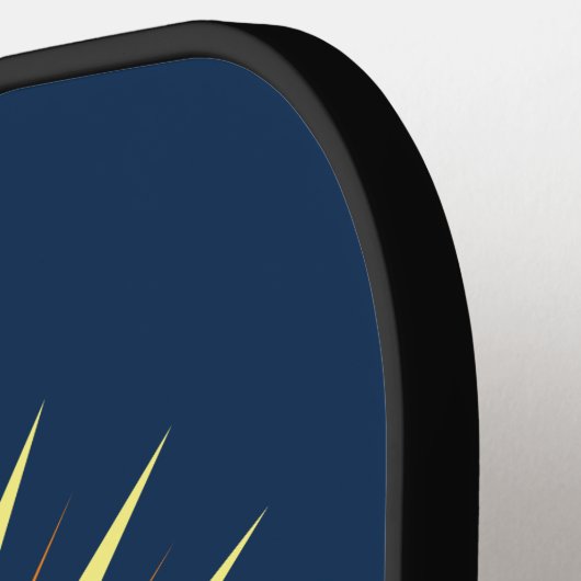 Retro Starburst Flower Monogram Navy Yellow Oranje Pickleball Paddle (Links Detail)