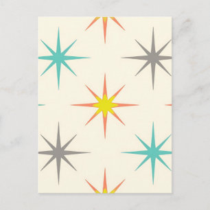 Retro Starburst Mid-Century Patroon Briefkaart