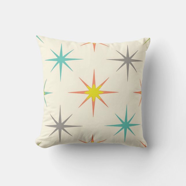 Retro Starburst Mid-Century Pattern Kussen (Voorkant)