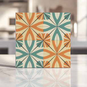 Retro Starburst-ontwerp in turquoise en terracotta Tegeltje