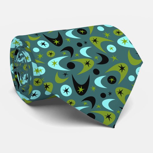 Retro Starbursts en Boomerangs Stropdas (Opgerold)