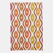 Retro Starbursts op Kleurrijke ogee ovalen patroon Theedoek (Verticaal)