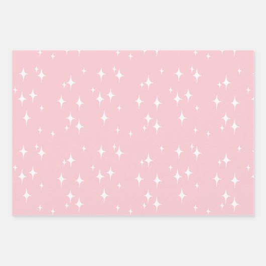 Retro Stardust Starburst Stars Roze esthetisch Inpakpapier Vel (Voorkant)