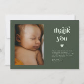 Retro Stars Boy Forest Green Faire-part de naissan (Dos)