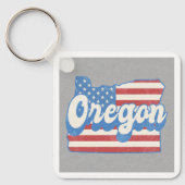Retro Stars & Stripes Oregon Silhouet Sleutelhanger (Voorkant)