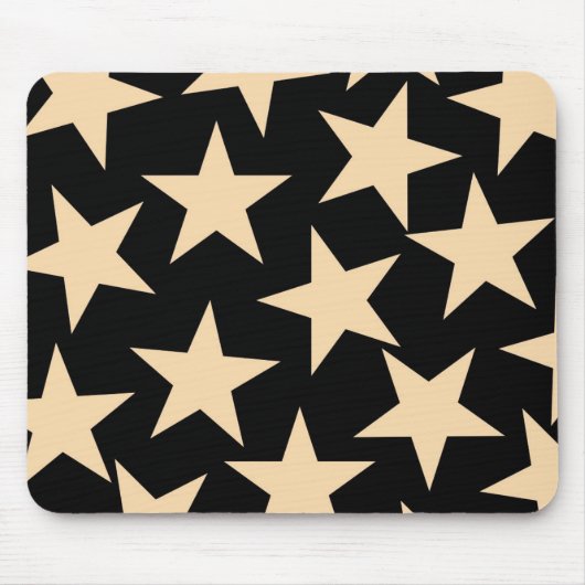 Retro Stars Y2K Pattern with Black Background Muismat (Voorkant)
