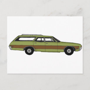 retro station wagon briefkaart