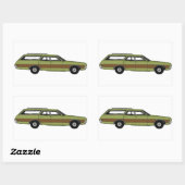 retro station wagon rechthoekige sticker (Vel)