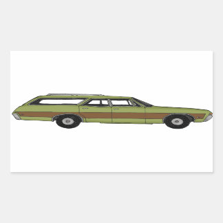 retro station wagon rechthoekige sticker