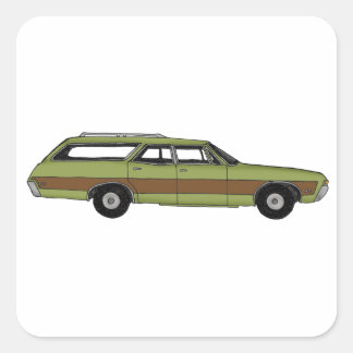 retro station wagon vierkante sticker