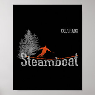Retro Steamboat Colorado versleten skiën Poster