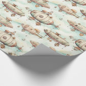 Retro  Steampunk Blimp Cadeaupapier (Hoek)