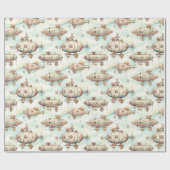 Retro  Steampunk Blimp Cadeaupapier (Vlak)