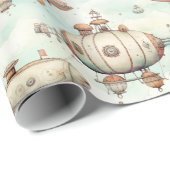 Retro  Steampunk Blimp Cadeaupapier (Rol Hoek)