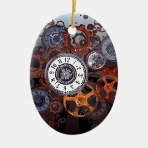 Retro steampunk horloge onderdelen, tandwielen en keramisch ornament