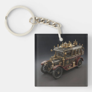 Retro Steampunk Politie Cruiser Sleutelhanger