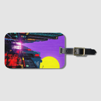 Retro Stedelijk Landschap Gepersonaliseerde Bagage Bagagelabel