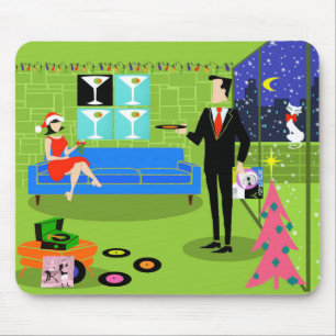 Retro Stedelijke Paar Mousepad van Kerstmis Muismat