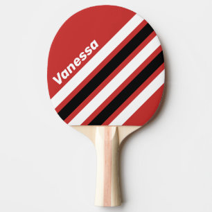 Retro Stedelijke Zebra Schuine Strepen met Naam Tafeltennisbatje