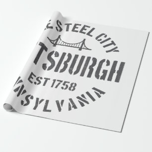 Retro Steel City Pittsburgh Pennsylvania Yinz vint Cadeaupapier