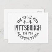 Retro Steel City Pittsburgh Pennsylvania Yinz vint Feestdagenkaart (Voorkant / Achterkant)