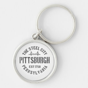 Retro Steel City Pittsburgh Pennsylvania Yinz vint Sleutelhanger
