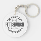 Retro Steel City Pittsburgh Pennsylvania Yinz vint Sleutelhanger (Achterkant)