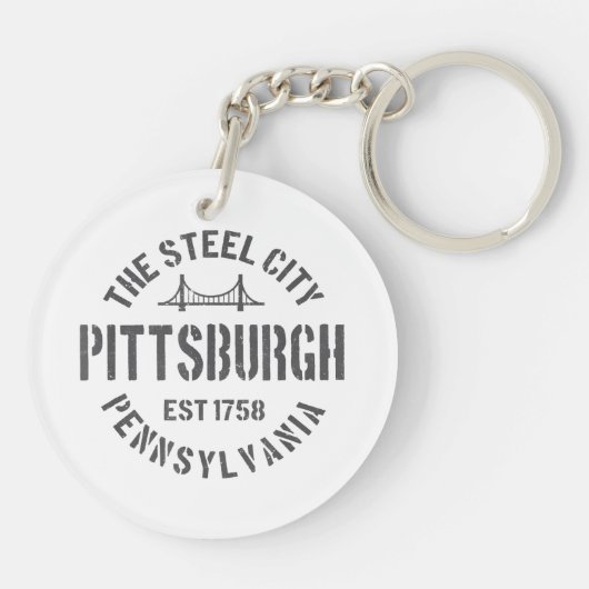 Retro Steel City Pittsburgh Pennsylvania Yinz vint Sleutelhanger (Achterkant)