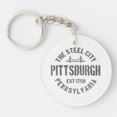 Retro Steel City Pittsburgh Pennsylvania Yinz vint Sleutelhanger (Voorkant)