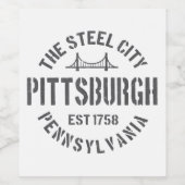 Retro Steel City Pittsburgh Pennsylvania Yinz vint Wijn Etiket (Enkel label)