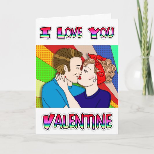 Retro stel dat zoent | Valentijnsdag  Kaart (Voorkant)