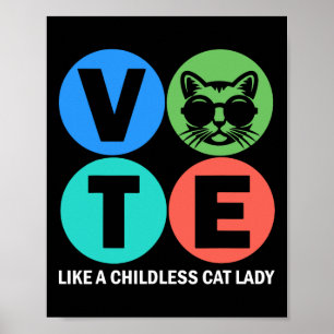 Retro stemmen als een kinderloze kat dame stemt Ka Poster