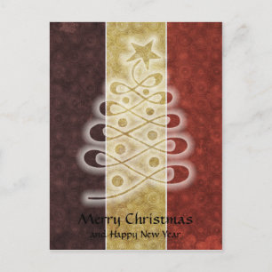 Retro stencil kerstboom Briefkaart