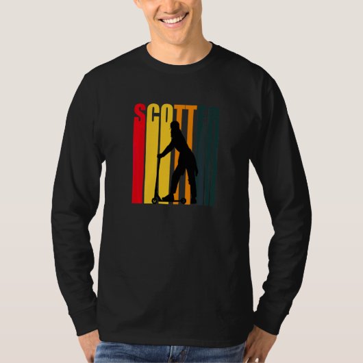 Retro Step-scooter Rijder E-Step Step-scooter T-shirt (Voorkant)