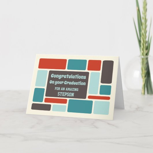 Retro Stepson Gefeliciteerd Afstuderen Kaart (Voorkant)