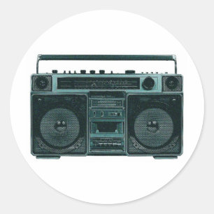 retro stereo ronde sticker