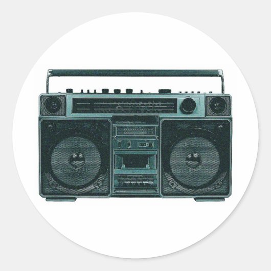 retro stereo ronde sticker (Voorkant)