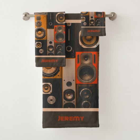 Retro Stereo Speakers Bath Towel set Bad Handdoek (Insitu)