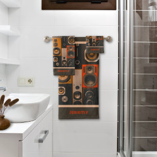 Retro Stereo Speakers Bath Towel set Bad Handdoek