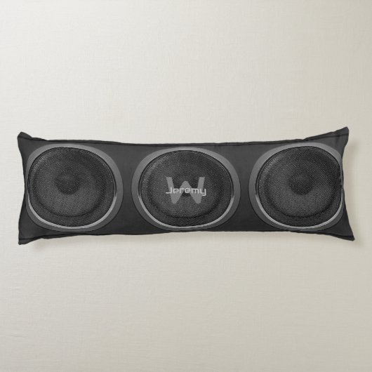 Retro stereoluidspreker zwarte hoofdpijp lichaamskussen (Achterkant)