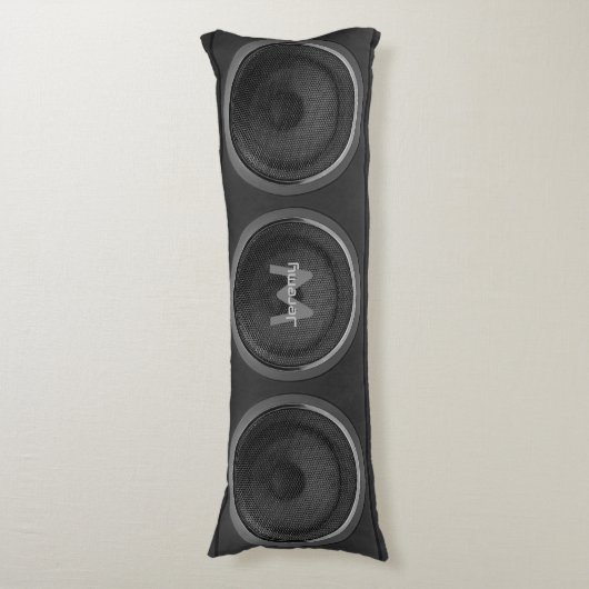 Retro stereoluidspreker zwarte hoofdpijp lichaamskussen (Voorkant Verticaal)