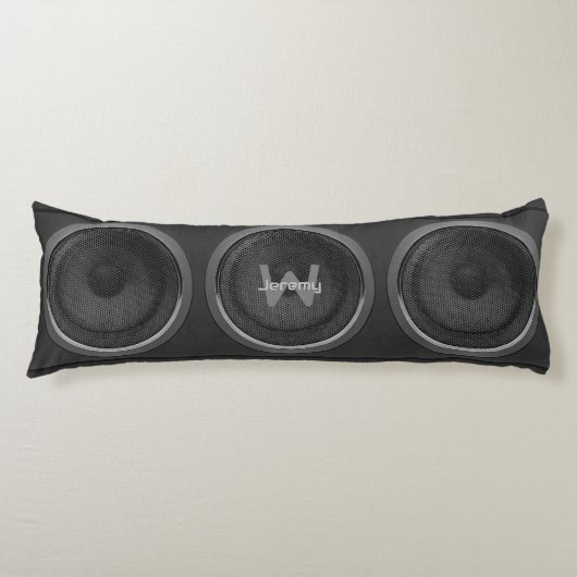 Retro stereoluidspreker zwarte hoofdpijp lichaamskussen (Voorkant)