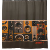 Retro stereoluidsprekers douchegordijn (Voorkant)