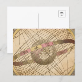 Retro  sterkaart astrologische symbolen wereldbol briefkaart