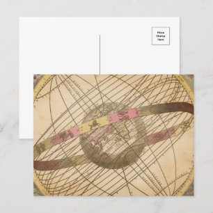 Retro sterkaart astrologische symbolen wereldbol briefkaart
