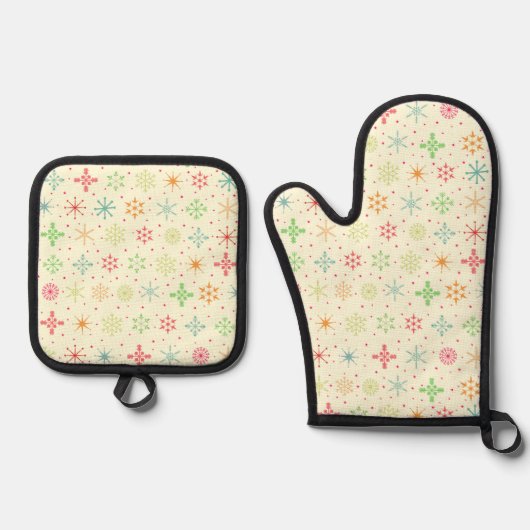 Retro sterren Oven Mitt Set (Voorkant)
