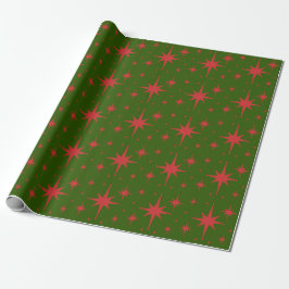 Retro  sterren rood en groen cadeaupapier