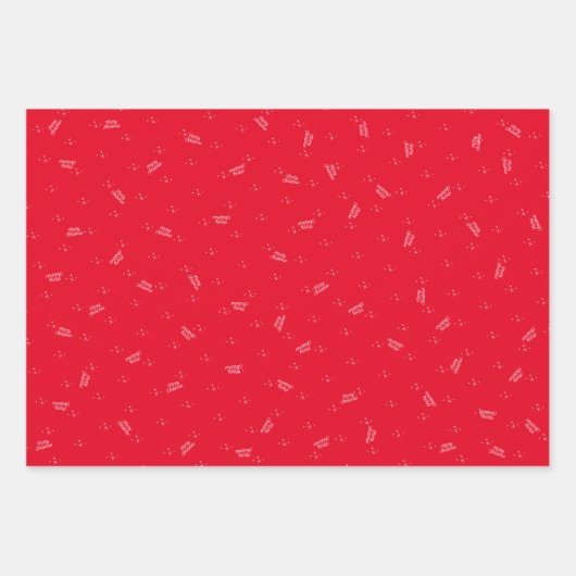 Retro sterren rood Vrolijk Kerstfeest Inpakpapier Vel (Voorkant 2)