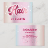 Retro sterren script faux pastel folie haar visitekaartje (Voorkant / Achterkant)