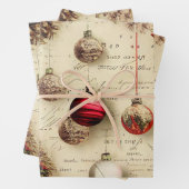 Retro sterren voor sierdoeleinden Pine Cones kers Inpakpapier Vel (In situ)